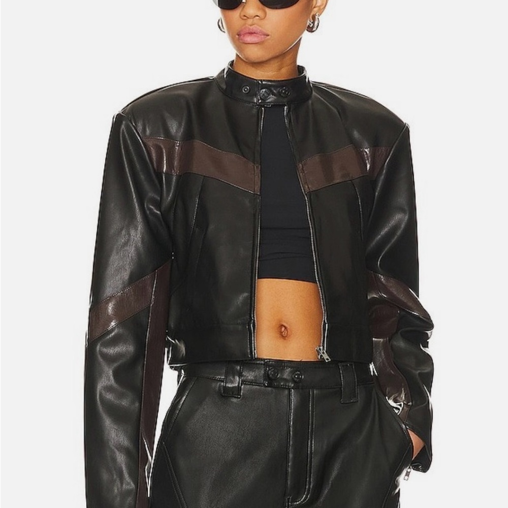 AFRM Black and Brown Leather Jacket